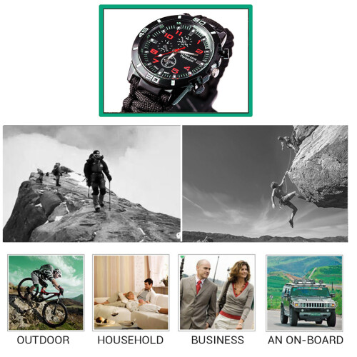 Multi-Functional Camping Survival Bracelet with Rope, Compass & Whistle 2