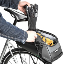 Waterproof 38x16x16cm Bike Rear Rack Bag with Reflective Trim Black
