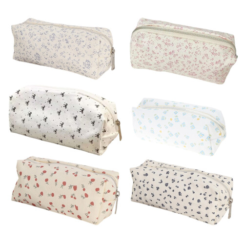Aesthetic Pencil Case Practical Pen Case Bows-Strawberry floral 1