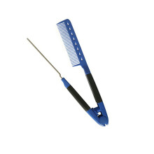 Home Styling Hair Straightening Comb With V Shape-Dark Blue