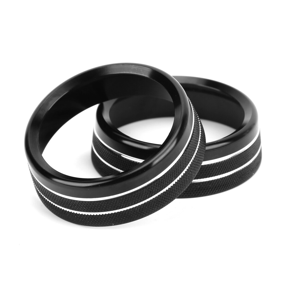 2Pcs Aluminum Air Conditioning Knob Trim Rings For Ford Mustang/Focus Black 5071358721096