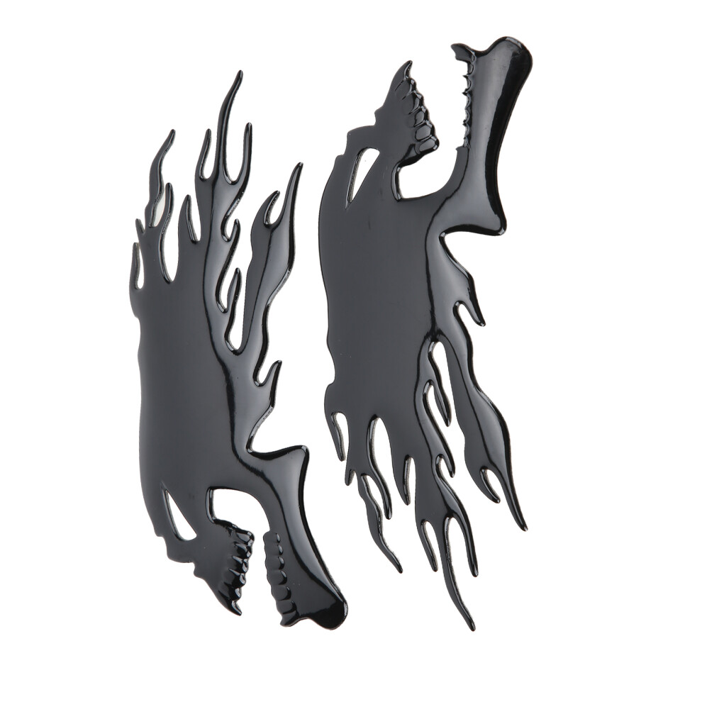 3D Flame Skull Fuel Tank Decor Stickers - Easy To Apply Black 3101358721993