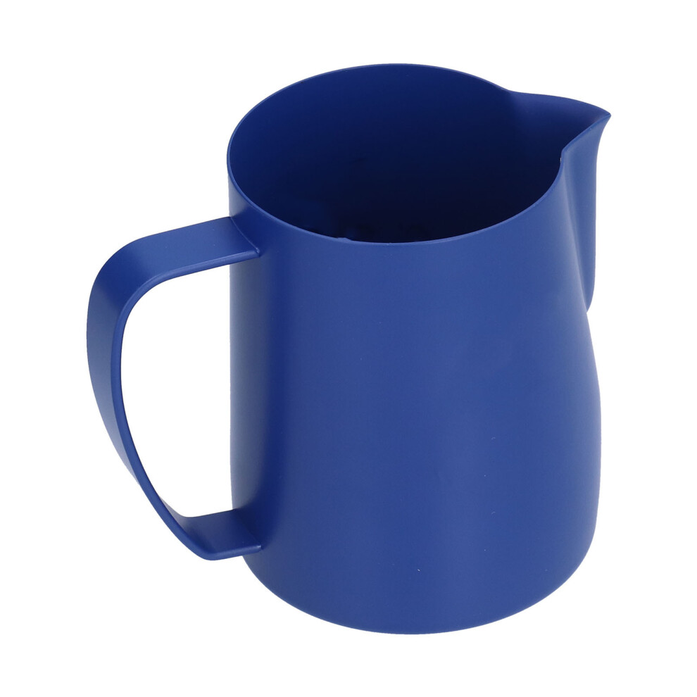 600Ml Stainless Steel Coffee Pitcher, Non-Drip Milk Frothing Cup Dark/Blue
