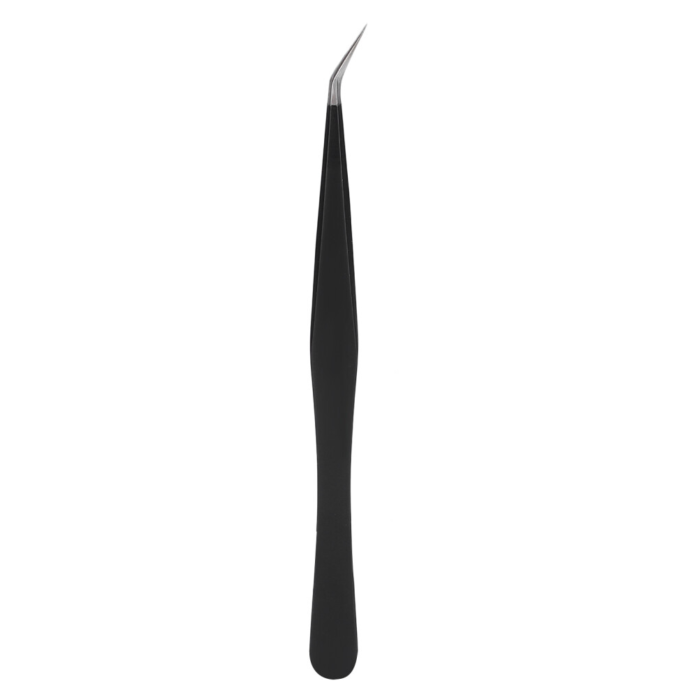 Black Stainless Steel Eyelash Tweezers 12.5Cm For Lash Extension Application