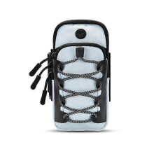 Reflective mobile phone arm bag Sports arm sleeve wrist bag Outdoor fitness safety reflective mobile phone bag light blue