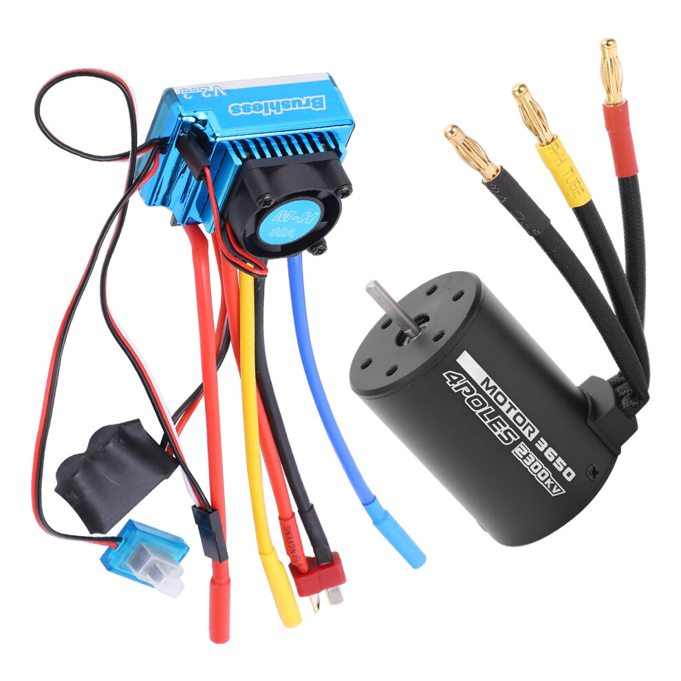Powerful 2300Kv 4-Pole 3650 Brushless Motor & 80A Esc For 1/10 Rc 8301358727505