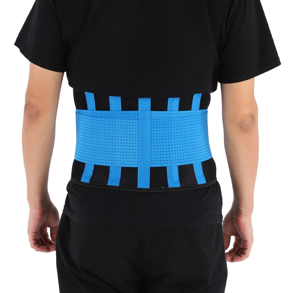 Blue XL Breathable Warming Back Support Belt with Adjustable Waistband