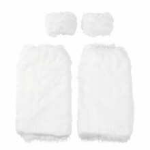 Faux Furs Wrist Cuff Arm Leg Warmers Winter Boot-white suit