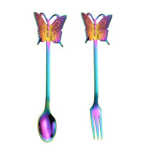 Set of 2 Stainless Steel Butterfly Shape Fruit Forks-colorful