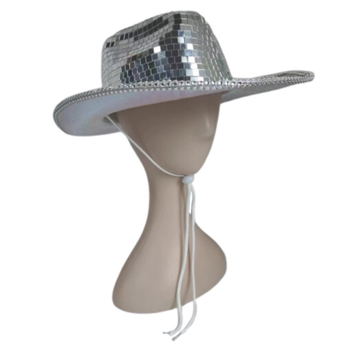 Vacation Cowboy Hat Shining Mirrored Reflective Gleaming-Black 1