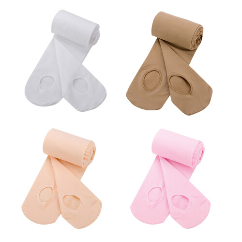 Women Girls Solid Color Transition Ballet Tights-White M 2