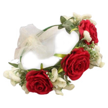 Flower Headbands Floral Garland Crowns Hair Wreath Bridal-Red