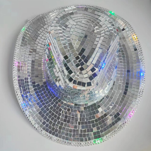 Vacation Cowboy Hat Shining Mirrored Reflective Gleaming-Black 2