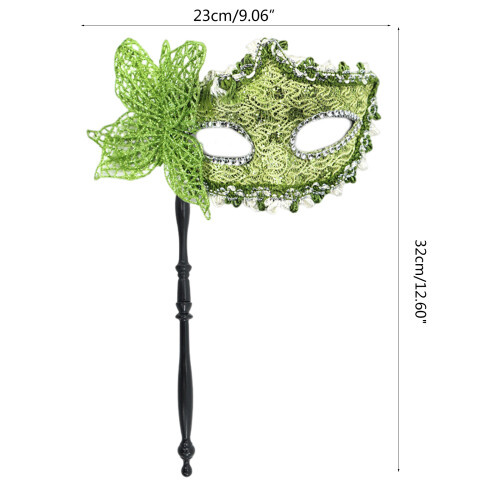 Mardi Gras Mask Halloween Party Mask with Holding Stick-Silver 1