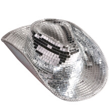 Vacation Cowboy Hat Mirrored Reflective Disco Ball-Silver