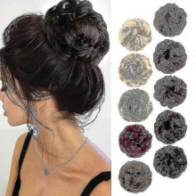 1pcs Messy Hair Bun Hair Scrunchies Extension Curly Wavy Messy Synthet