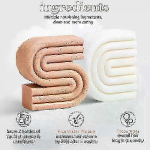 (3pcs) Rice Protein Shampoo & Conditioner Bar Set - Solid Eco Treatment fo... 2