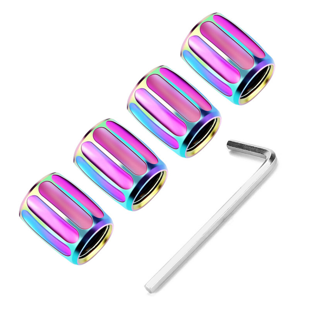 (Colorful) 4 Pieces Aluminium Alloy Car Tire Valve Cap Rubber Sealing Ring Tyre-image-OPC-PMSHWPR-NEW
