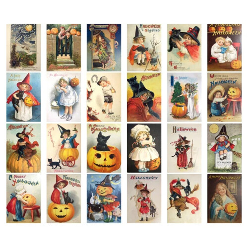 24 pièces/ensemble Halloween bricolage carte de voeux Message