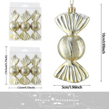 (Other,gold)3pcs/Box Christmas Ball Ornament Balice Ice Cream Candy Shapes Xmas Tree Hanging Pendants Home Party Navidad Christmas Decor