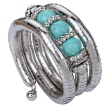 Vintage Trendy Tibetan Silver Alloy Round Rimous Turquoise Adjustable Bracelet Bangle
