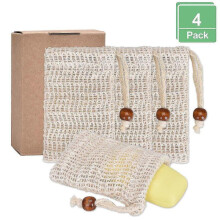 4 Pieces Handmade Soap Bags Foaming Natural Sisal Soap Bag Soap Saver Bag Holder for Washing The