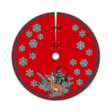 Beautiful Snowflake Pattern Tree Skirt Christmas Style Decorative Brushed Cloth Tree Carpet