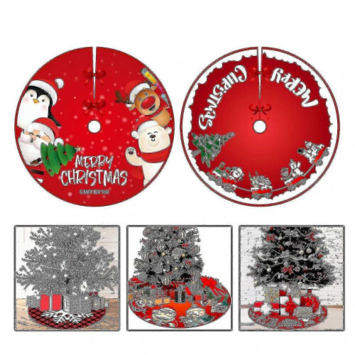 Beautiful Snowflake Pattern Tree Skirt Christmas Style Decorative Brushed Cloth Tree Carpet 1