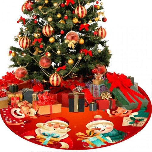 Beautiful Snowflake Pattern Tree Skirt Christmas Style Decorative Brushed Cloth Tree Carpet 2