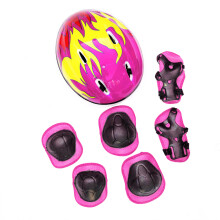 7 Stück Kinder-Sicherheitsset, Helm, Knie- und Ellbogenschützer, verstellbar, Pink/Rot/Blau