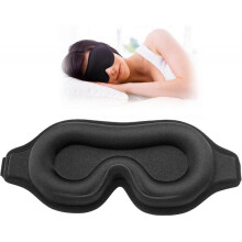 Sleeping Eye Mask for Men and Women, Eyelash Extension 3D Sleeping Eye Mask, Travel Blackout Night Eye Mask with Adjustable Strap (Black-3D) Bla