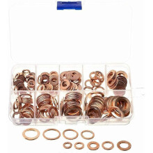 200pcs Copper Gasket Washers Heavy Duty Gaskets 9 Types M5-M14 Oil Pan Plug Engine Drain Plug Assorted for Car A sump plug washer suitable for all ty