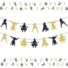 Banner Garland Set, Pole Dance Party Decorations Funny Birthday Banner for Bachelorette Stripper Party Supplies Yellow and Black