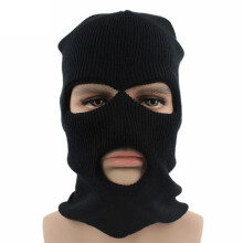 Knitted Winter Full Face Mask with 3 Holes, Elastic, Acrylic, 34x18cm