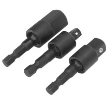 3Pcs Metal Hex Shank Impact Driver Sockets 360 Rotatable Black
