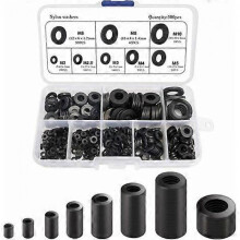 Plastic Nylon Washer, 500pcs Round Gasket Black Seal, Compatible with M2 M2.5 M3 M4 M5 M6 M8 M10