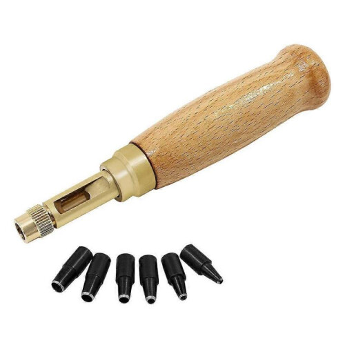 Fonepro 1pcs Leather Screw Hole Punch and 6 Pcs Tips, 1.5-4mm, Replaceable for Sewing, Leather, Paper