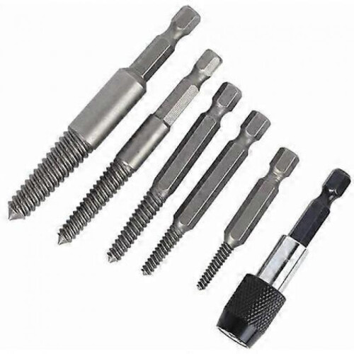 Screw Extractor, 5pcs Hex Shank Bolt Extractor Kit Broken Screw Extractor Fine Teeth Damaged Bolt Removal Tool Easy Out Kit