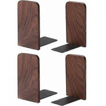 Set of 2 pairs of walnut wood bookends 13 x 8.1 cm