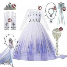 (5-6T (120), 6PCS Elsa Dress Set4) Girls" Frozen Princess Dress: Sequined Mesh Ball Gown For   As Elsa Or Anna