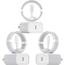 10ft Fast iPhone Charging Cable, 3 Pack Super Fast iPhone Charger USB C Charging Block Wall Charger PD Adapter with 10ft Type C to Lightning Cab