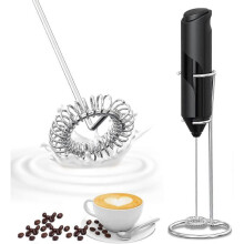 Handheld Electric Milk Frother, Portable Electric Foamer Whisk Mini Drink Mixer with Stainless Steel Stand Included