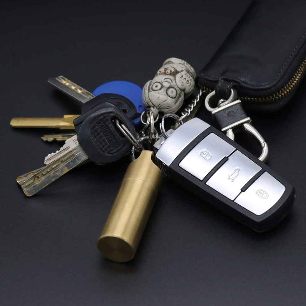 3Pcs Brass Waterproof Pill Box Keychain Set, Travel, Outdoor, Compact