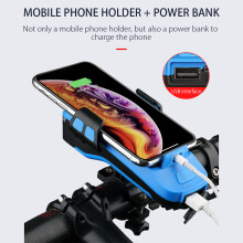 4-in-1 Solar-Bikelyht mit 4000mAh Powerbank & Handyhalter, 550lm