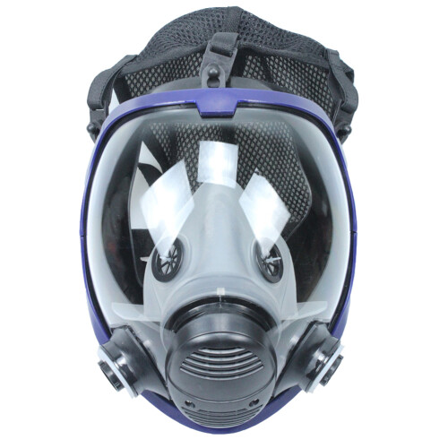 Full Face Silicone Gas Mask with Filter, Head-Mounted, 800g