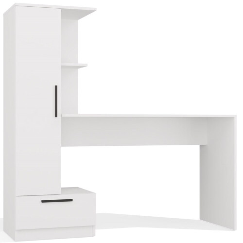 Cosmo Desk + Bookcase Set, White
