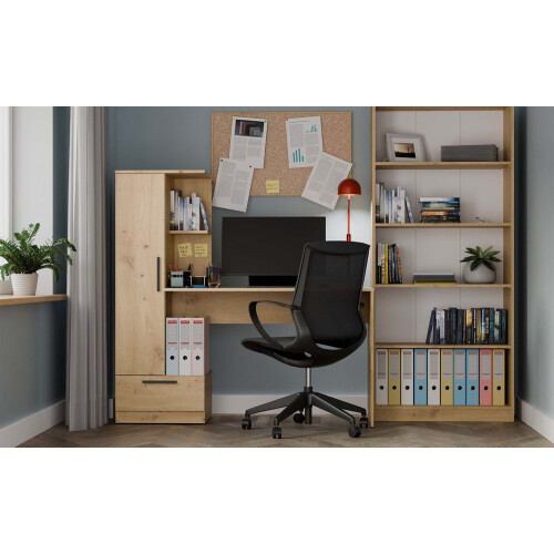 COSMO Oak Artisan Desk + Bookcase Set 1