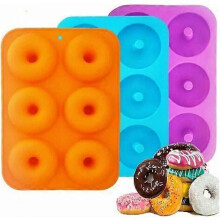Silicone Donut Molds, 3-Piece Silicone Donut Mold, Non-Stick Silicone Donut Baking Pan for Cookies, Bagels, Muffins, Suitable for Dishwasher, Oven,