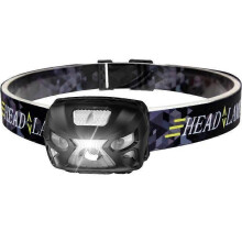 USB Rechargeable LED Headlamp Powerful Head Torch with Motion Sensor for Fishing 400LM, 8 Lighting Modes, IPX4 Waterproof, Black and White