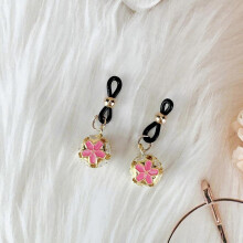 (Pink Cherry Blossom) New rubber band nipple clamp bell free of piercing adjustable body clamp gold